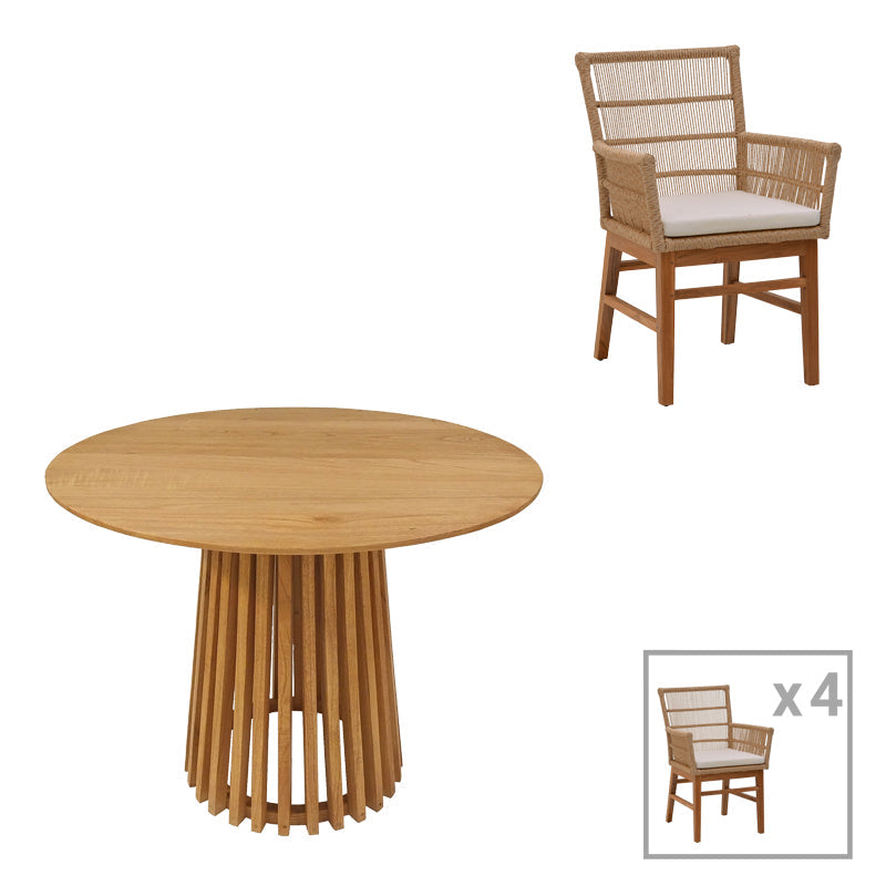 Set de sufragerie Inca-Kenda 5 piese, Natural, D80x75 cm