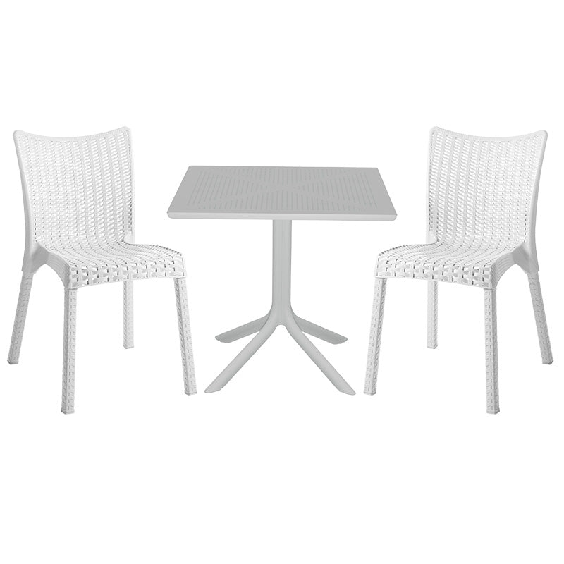 Set de gradina masa si scaune Groovy-Confident set 3 piese, alb, 80x80x74 cm