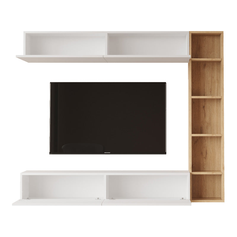 Set de living Compo montat pe perete, alb-Natural, 169x26x144 cm