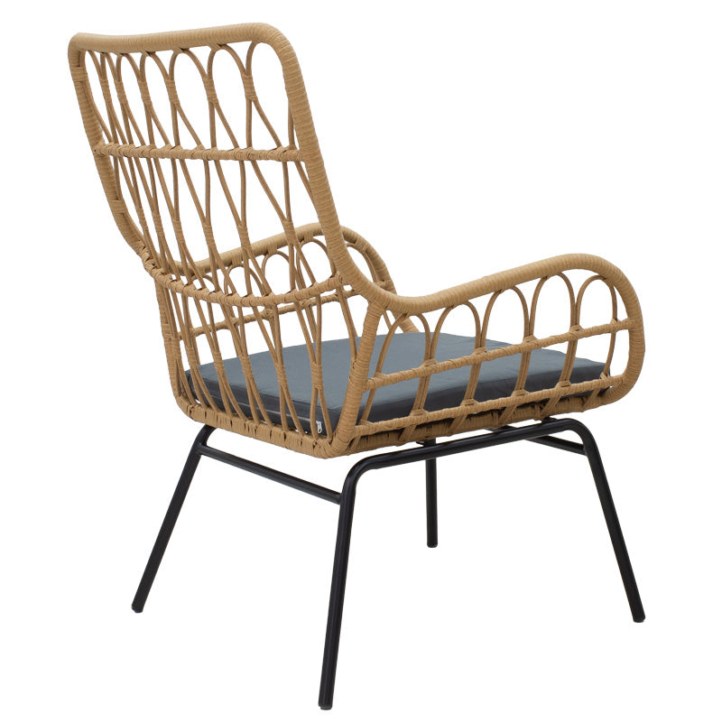 Set de living Naoki-Mabil de 3 piese din ratan Natural si metal, negru, 50x50 cm