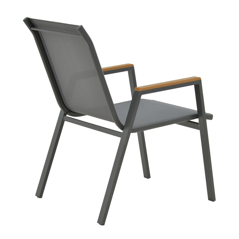 Set de Masa Azelie-Kliton 7 piese din tesatura antracit-aluminiu, antracit, 77x55x94 cm