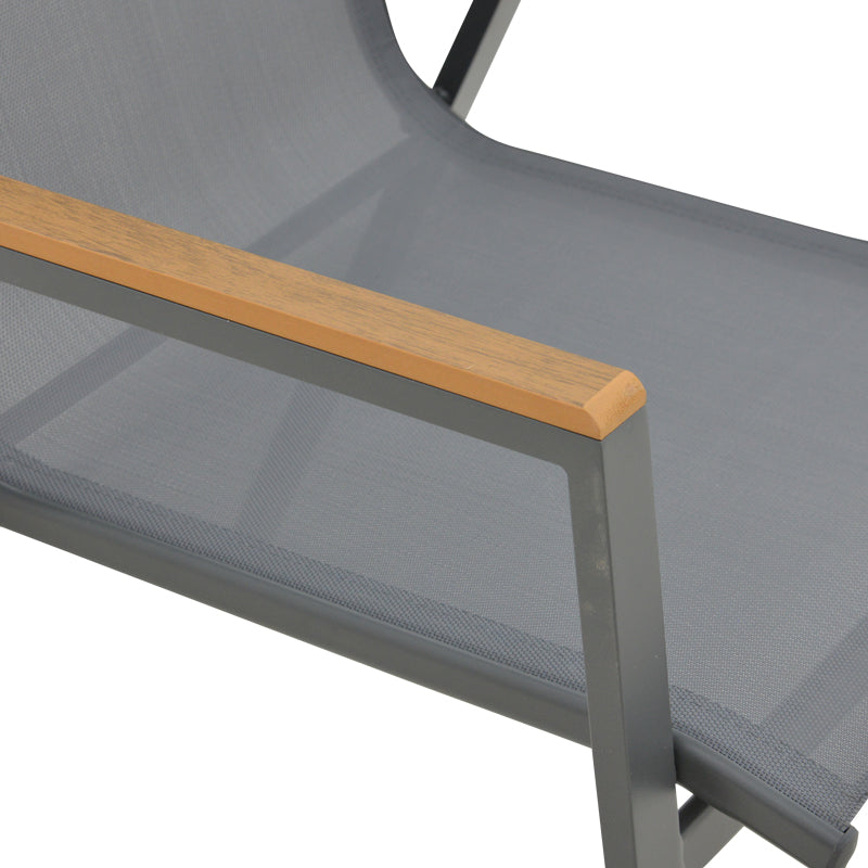 Set de Masa Azelie-Kliton 7 piese din tesatura antracit-aluminiu, antracit, 77x55x94 cm