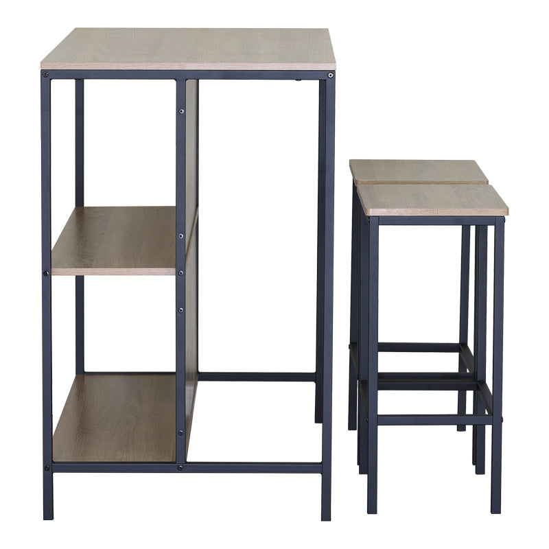 Set de masa bar Bailon Stejar cu metal, negru, 100x60x95 cm
