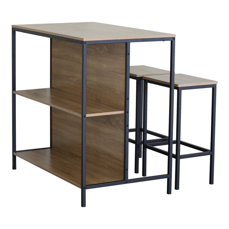 Set de masa bar Bailon Stejar cu metal, negru, 100x60x95 cm