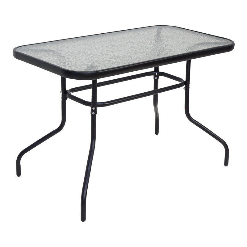 Set de masă cu scaune Valor-Calan, Metal/ Sticlă/ Textilenă, Negru, 110x60x70 cm