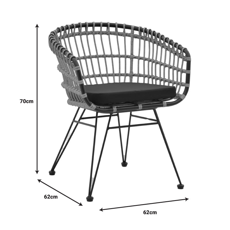 Set de sufragerie Kliton-Naoki 3 piese din aluminiu si metal Antracit la nuante de negru, 80x80x74 cm