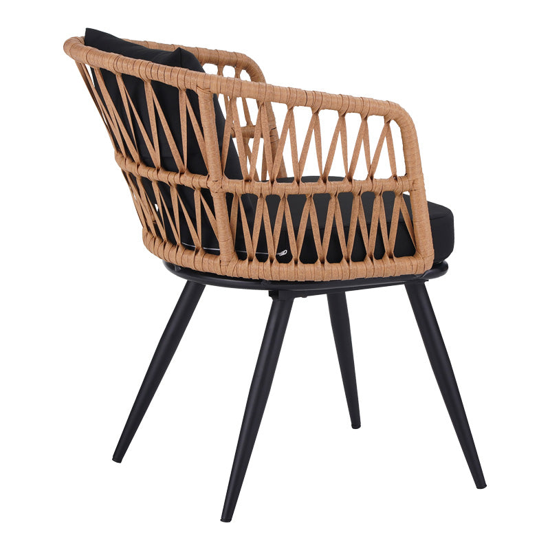 Set de Masa Naoki 7 bucati metal negru-pe Natural-sticla, 160x90x78 cm