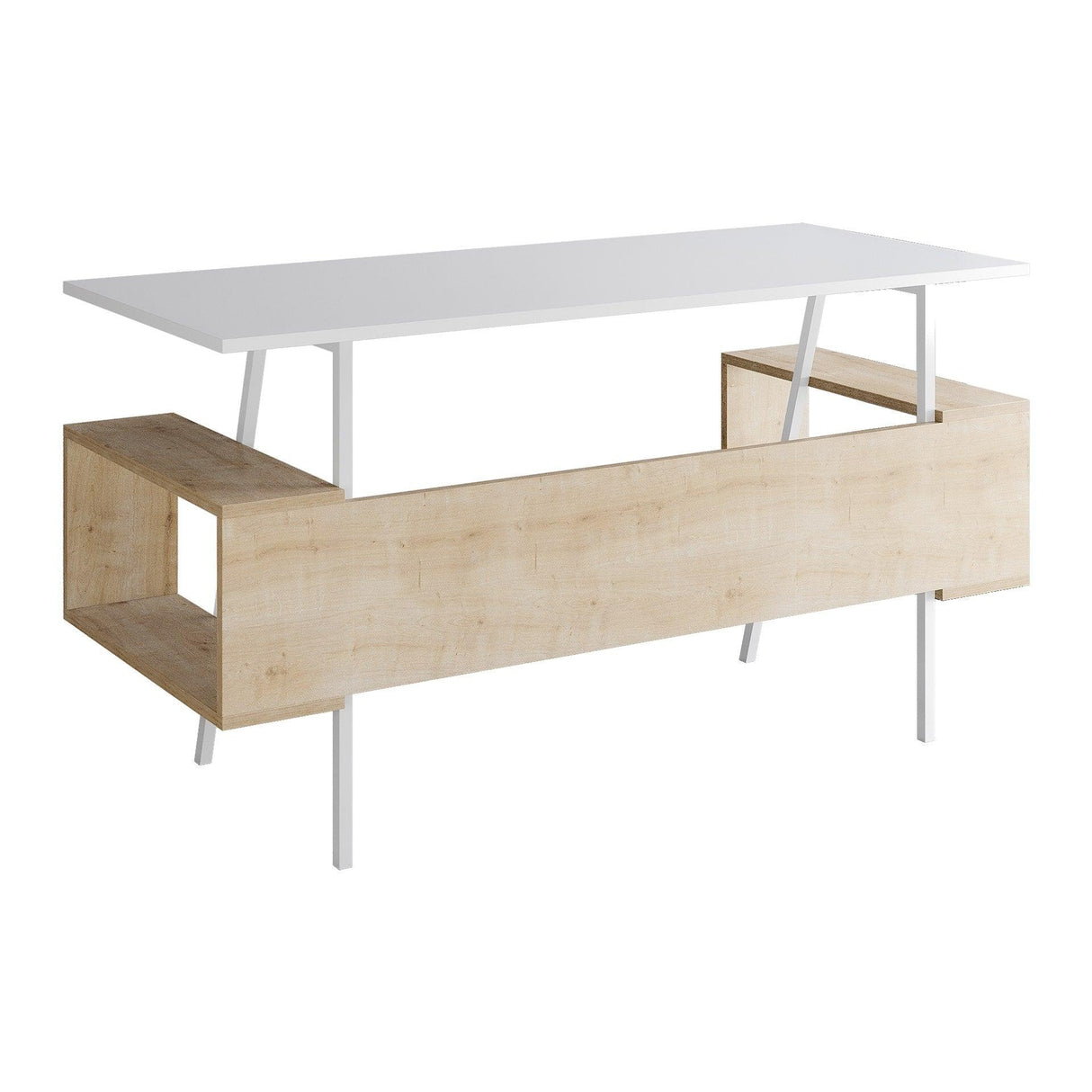 Set De Mobilier De Birou Irony Maxi Set 2 piese, Bej - Maro, 140x74x60 cm - Bej