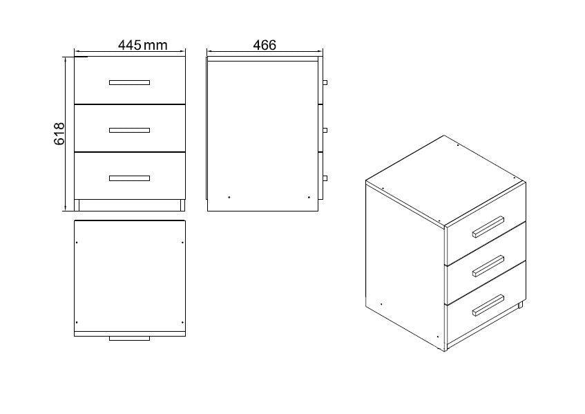 Set de mobilier de birou Torrens, Alb - Nuc - Stejar, 4 Piese, Birou - Biblioteca - Rollbox - Masuta, 140x60x74 cm - Nuc