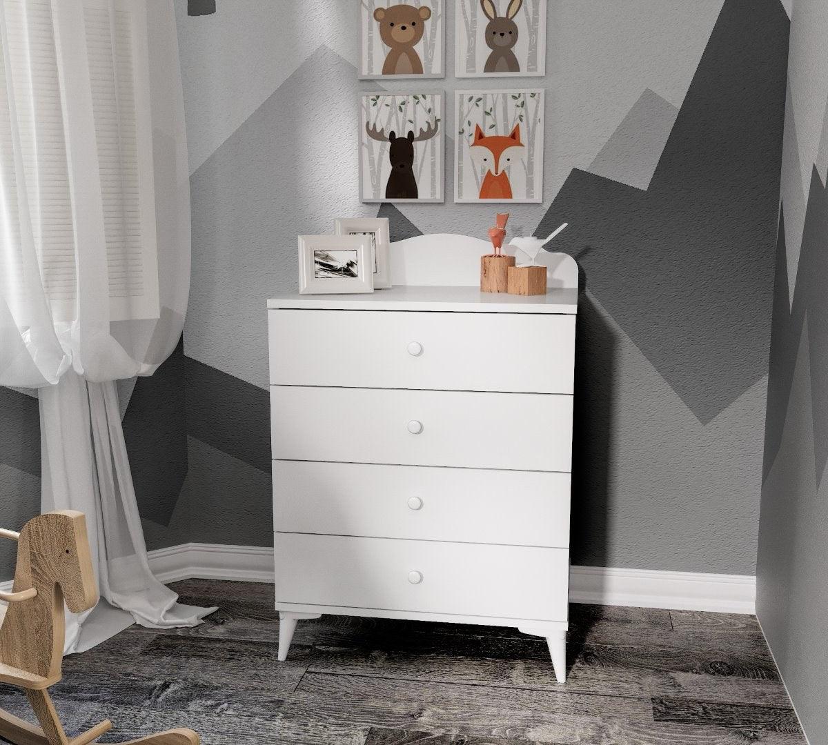 Set de mobilier pentru camera bebelusului Sansa, Alb, 95x67x175 cm