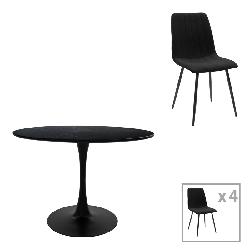 Set de Mobilier pentru sufragerie Balou-Noor, & Țesătură, Negru, 100x73 cm