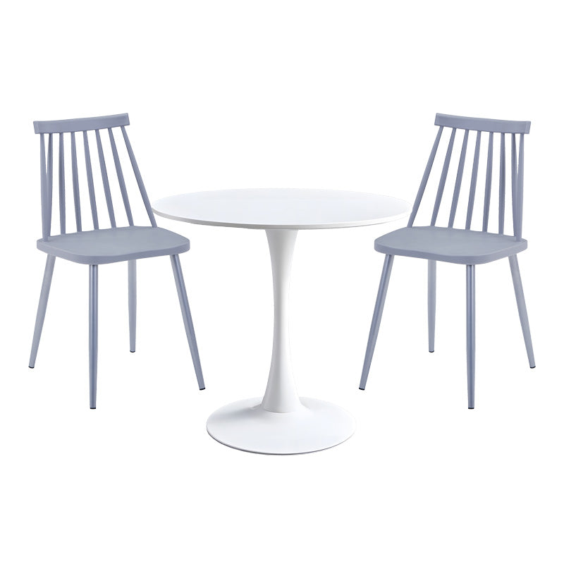 Set de mobilier pentru sufragerie cu masă și scaune Elijah-Aurora, Polipropilenă, Masa: , Scaune: 2 bucăți, Alb-Gri, 60x74 cm