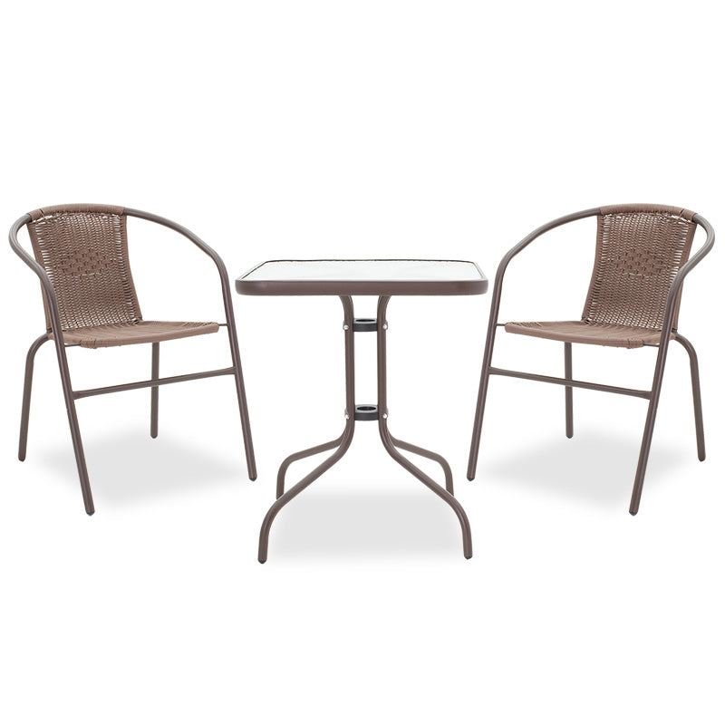Set de sufragerie Obbi-Watson 3buc metal-pe maro, 60x60x60 cm