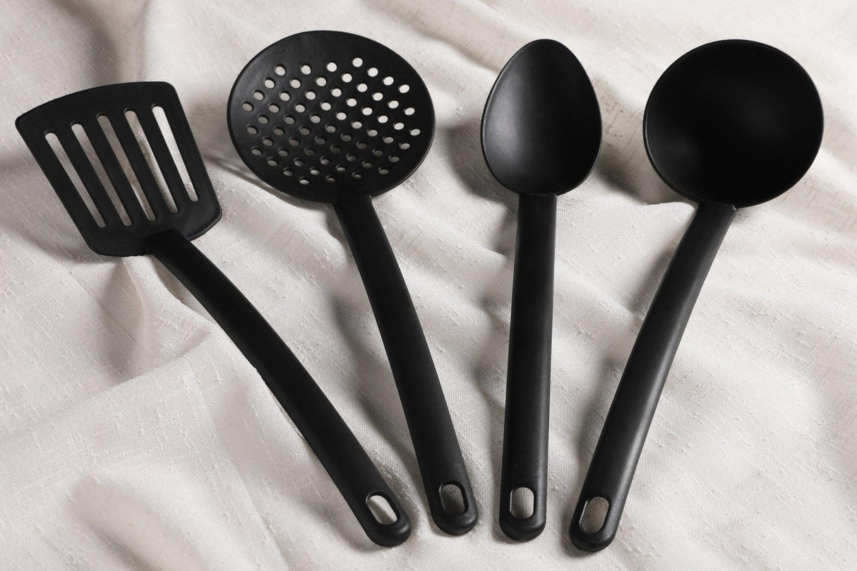 Set de ustensile de bucătărie, Negru, 34x5x34 cm