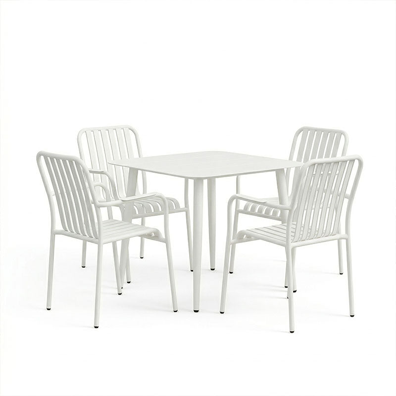 Set de sufragerie exterior Heven Vista, 5 piese, 80x80x72 cm - Set dining exterior Heven Vista, 5 piese, Negru-Alb, aluminiu, 80x80x72 cm, Alb-Negru, vedere frontală, pentru living sau bucătărie