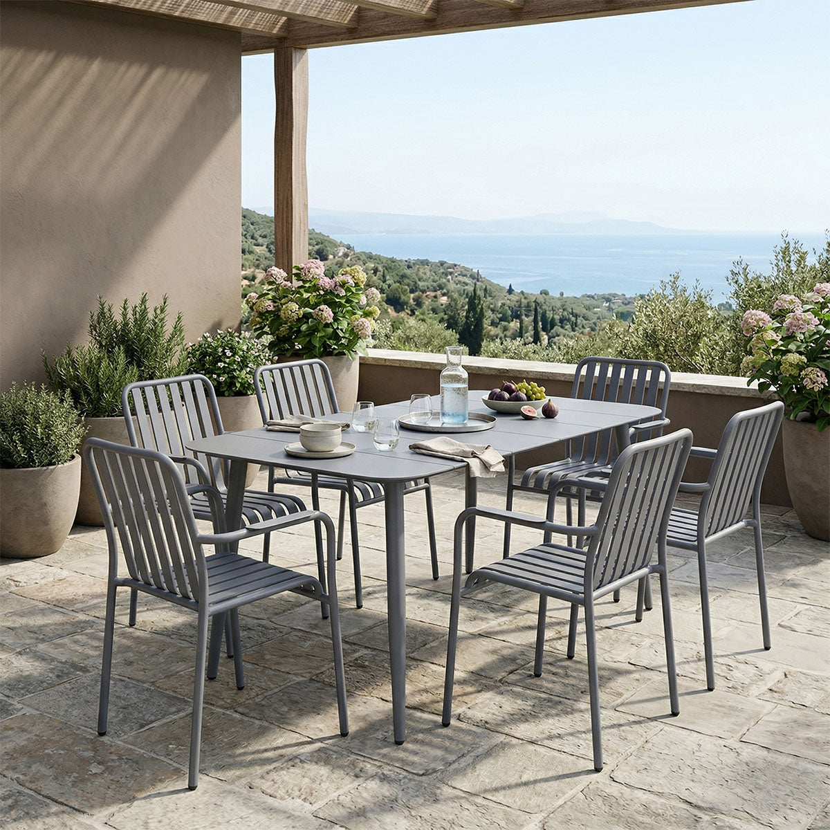Set de sufragerie exterior Heven Vista, 7 piese, 150x80x72 cm - Set dining exterior Heven Vista, 7 piese, 150x80x72 cm - 200-001618
