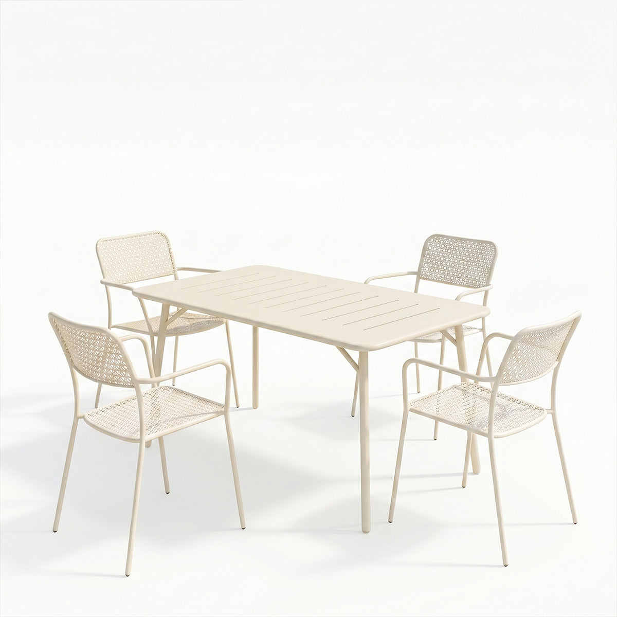 Set de sufragerie exterior Moraja Federal, 5 piese, Crem, 140x80x72 cm