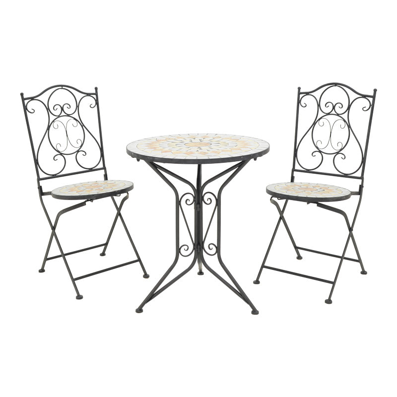 Set de sufragerie Sellis, 3 piese, Mozaic, Negru, 60x60x70 cm