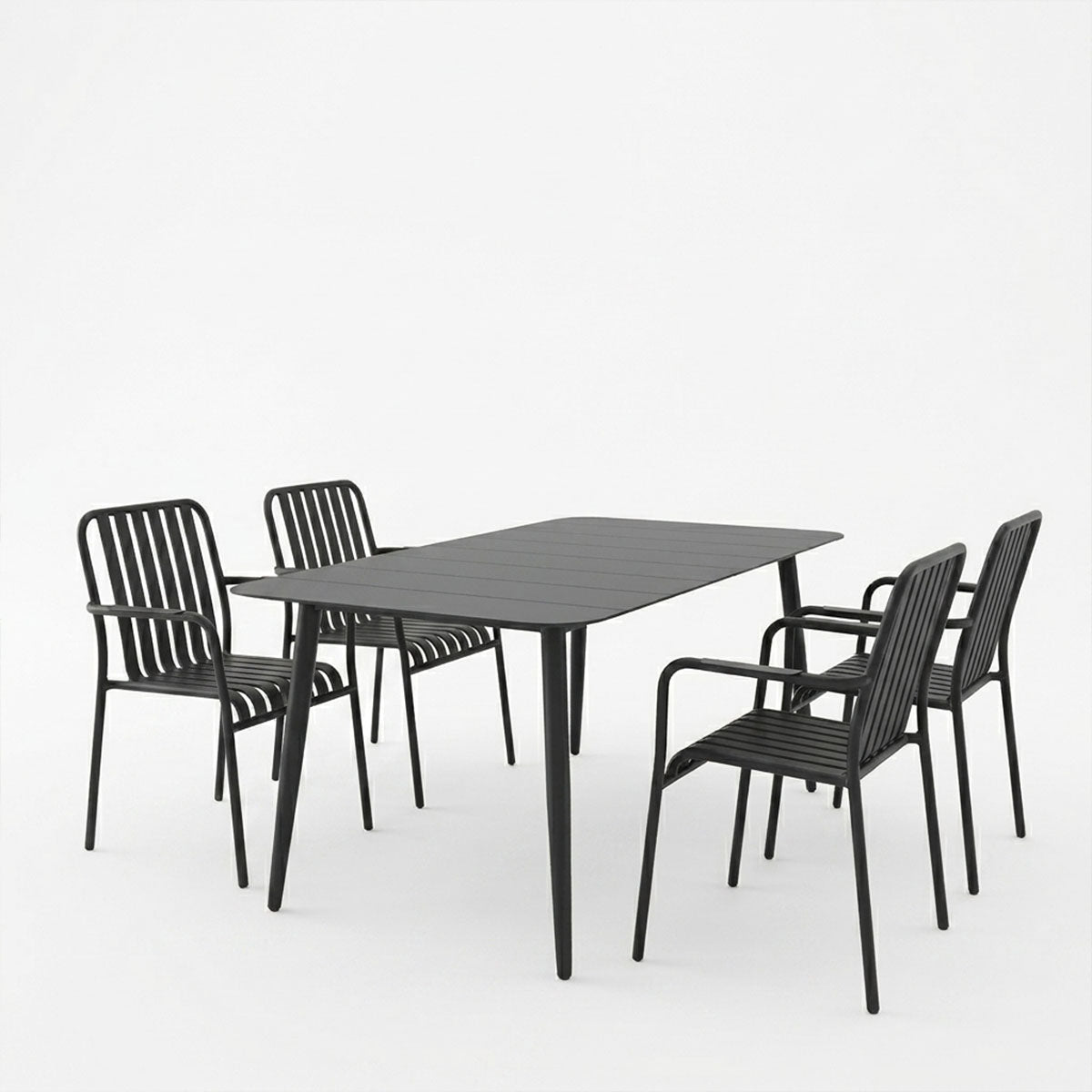 Set de sufragerie exterior Heven Vista, 5 piese, 150x80x72 cm - Negru
