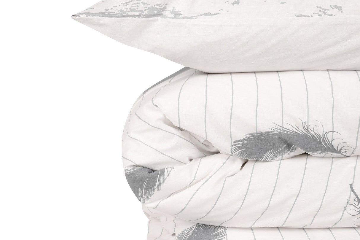 Set Lenjerie de pat double, 100% Bumbac Ranforce, Alb, 220x160 cm