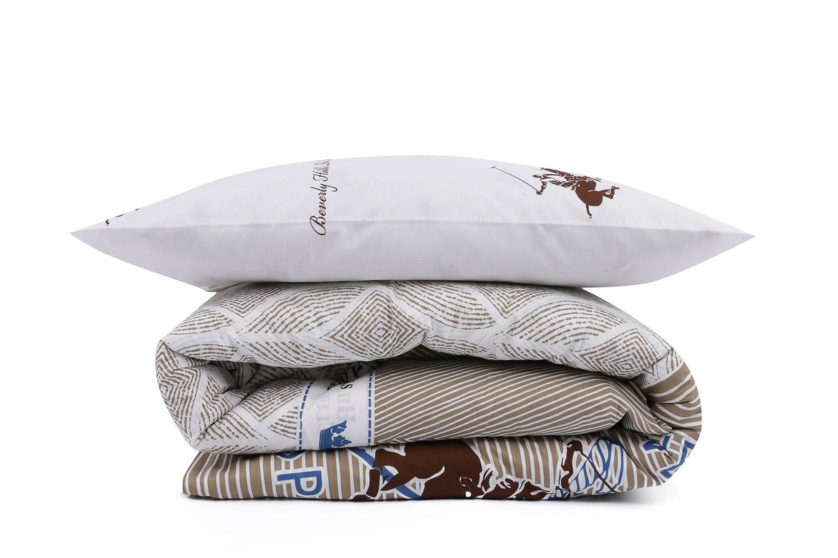 Set Lenjerie de pat double, 100% Bumbac Ranforce, Bej, 220x200 cm