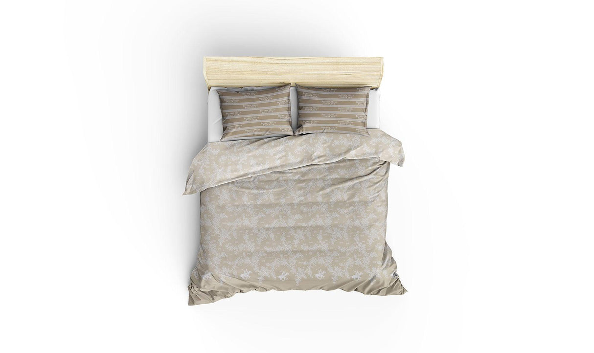 Set Lenjerie de pat double, 100% Bumbac Ranforce, Crem, 220x200 cm