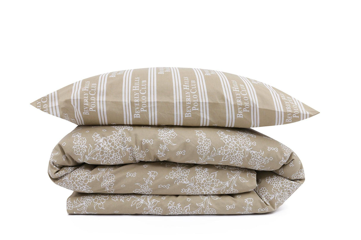Set Lenjerie de pat double, 100% Bumbac Ranforce, Crem, 220x200 cm