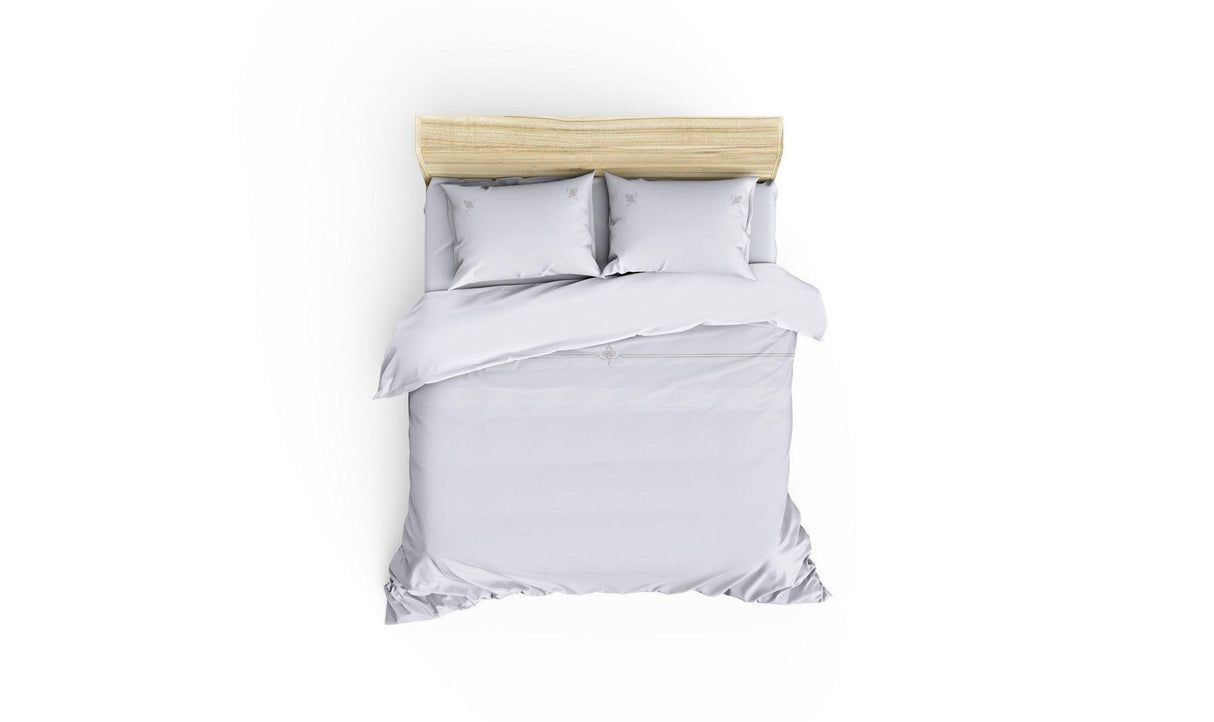 Set Lenjerie de pat double din Satin, 100% Bumbac Ranforce, Alb, 220x200 cm