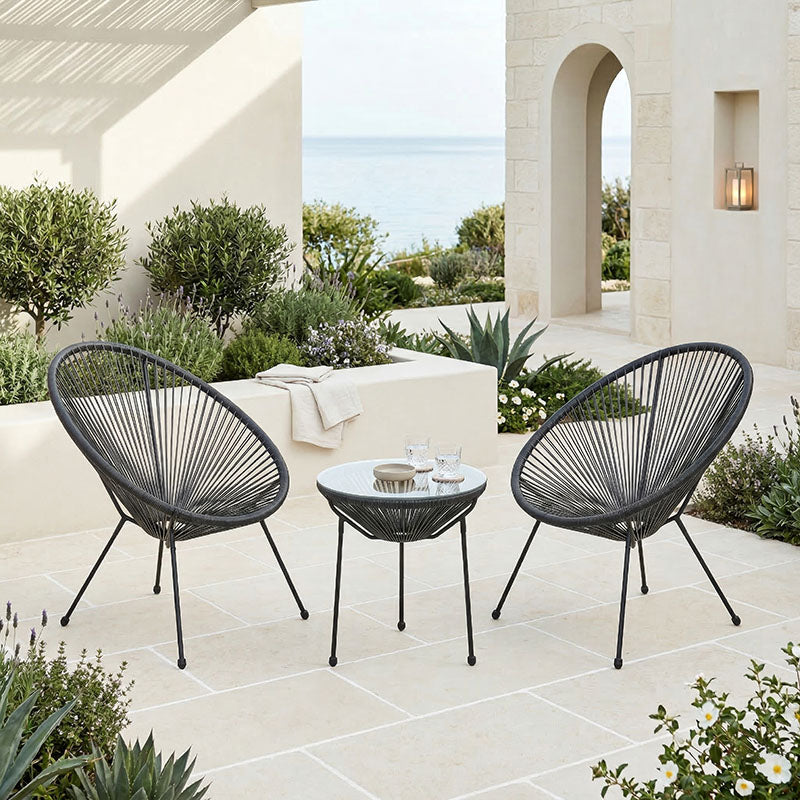 Set lounge exterior Acapulco, 3 piese, metal si ratan PE, Diverse culori, 50x50x52 cm - Set lounge exterior Acapulco, 3 piese, metal si ratan PE, Diverse culori, 50x50x52 cm