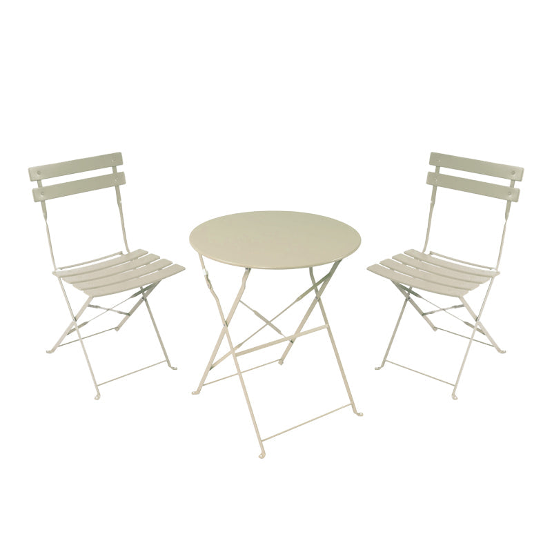 Set masa bistro pliabila 3 piese, metal, bej, 60x71 cm