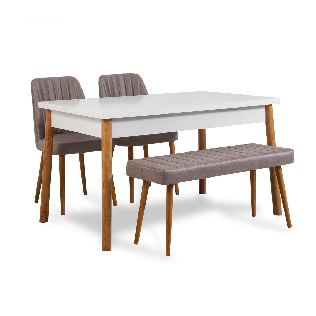 Set Masa Bucatarie si scaune Costas, 4 bucati, Stejar - Alb - Gri, 120x77x75 cm - Alb