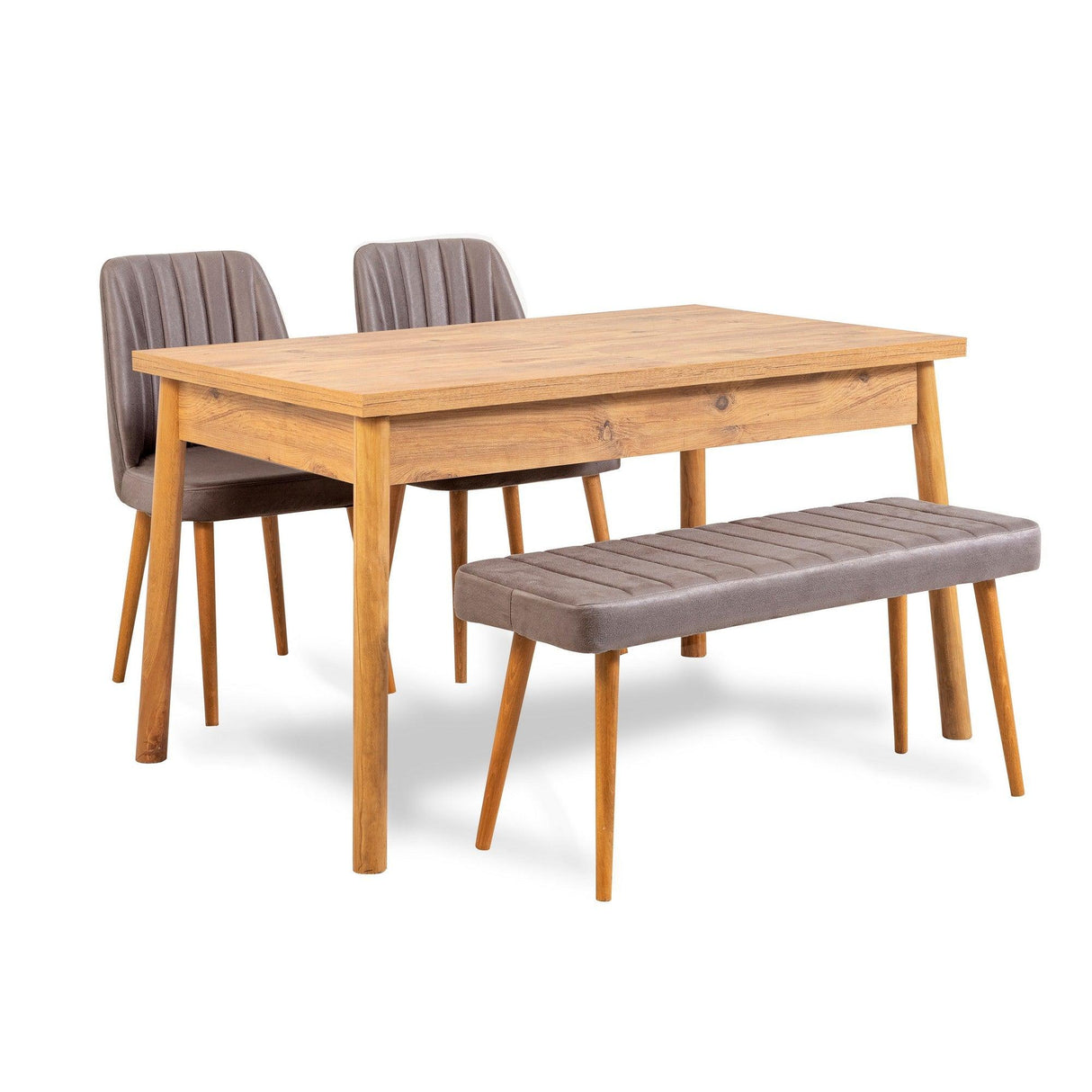 Set Masa Bucatarie si scaune Costas, 4 bucati, Stejar - Alb - Gri, 120x77x75 cm - Stejar