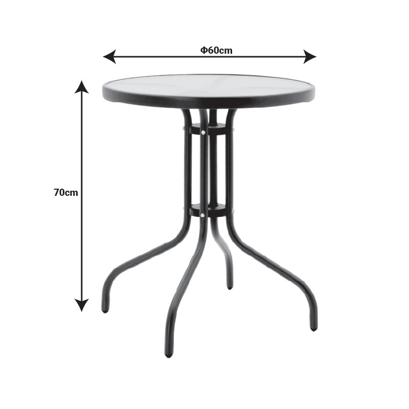 Set Masa de sufragerie Calan-Watson 3 metal Gri si sticla calita, D60x70 cm