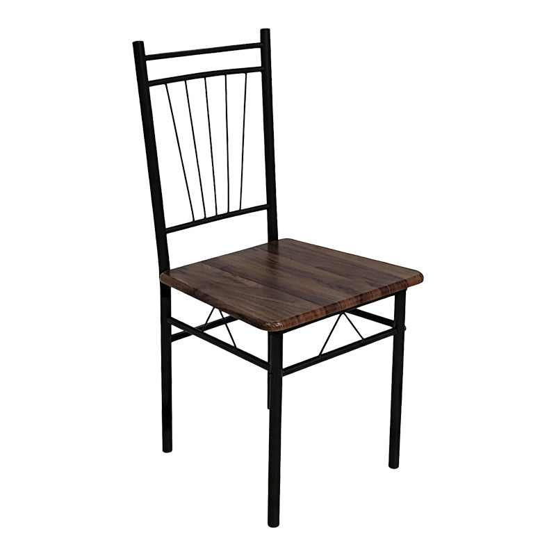 Set de sufragerie cu 5 piese, imitatie nuc și metal, model Roza, picioare, negre, 110x60x75 cm