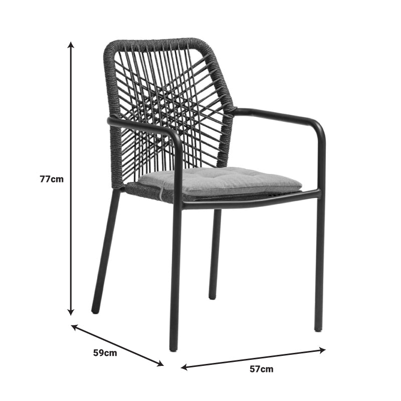 Set masa si scaune 3 buc de gradina Kliton-Kherson, Antracit, 80x80x74 cm