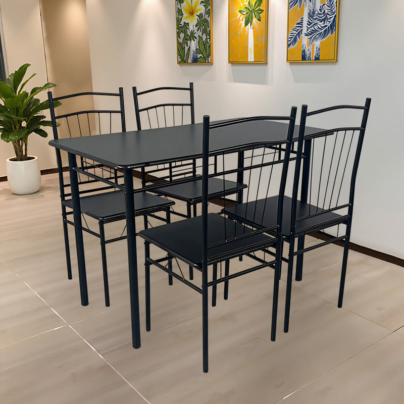 Set masa si scaune 5 piese Reforia, Negru, 110x60x74 cm