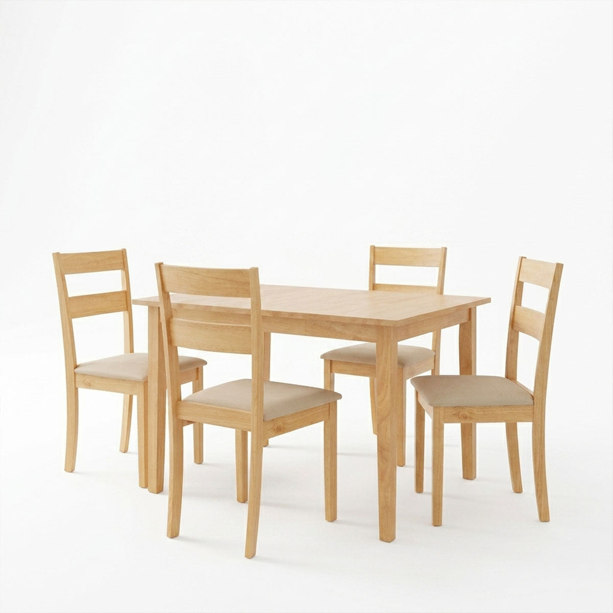 Set masa si scaune Dallan Country, Lemn rubberwood, Natural, 150x80x74 cm