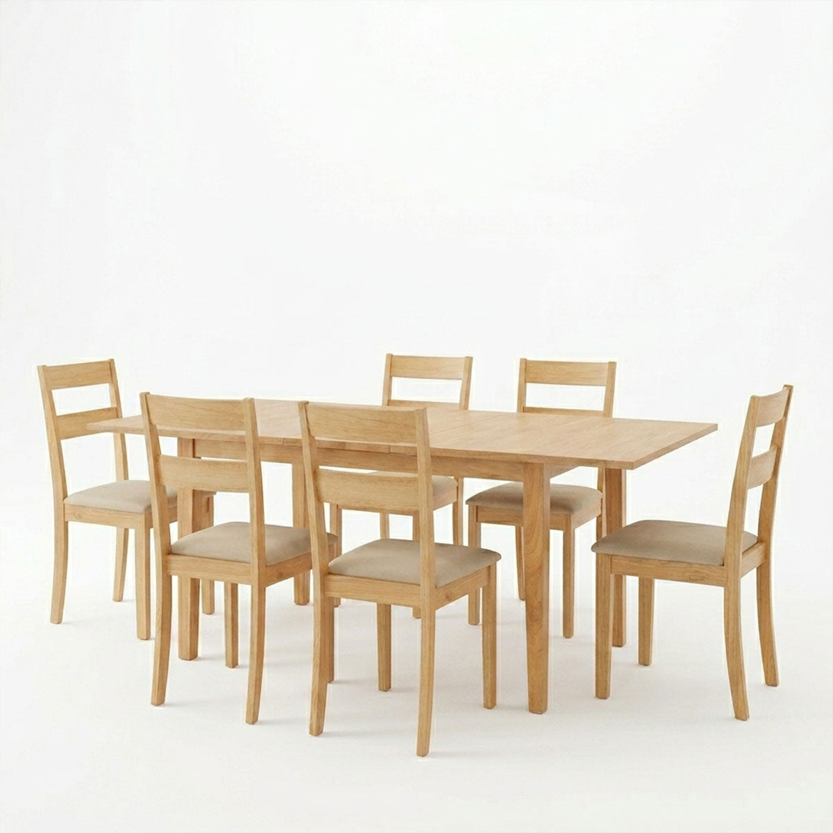 Set masa si scaune Dallan Country, Lemn rubberwood, Natural, 150x80x74 cm