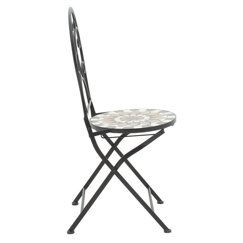 Set Masa si Scaune Mosaic 3 Piese, Negru - Multicolor, 60x60x94 cm