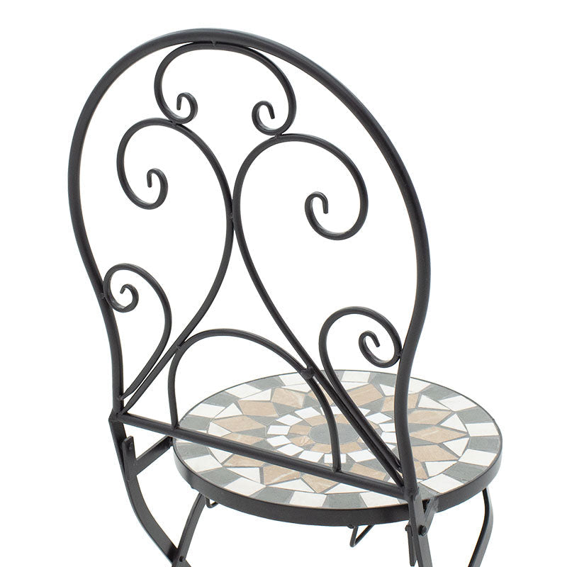 Set Masa si Scaune Mosaic 3 Piese, Negru - Multicolor, 60x60x94 cm