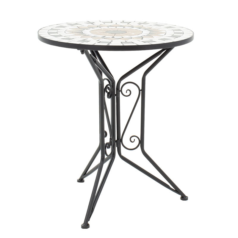 Set Masa si Scaune Mosaic 3 Piese, Negru - Multicolor, 60x60x94 cm