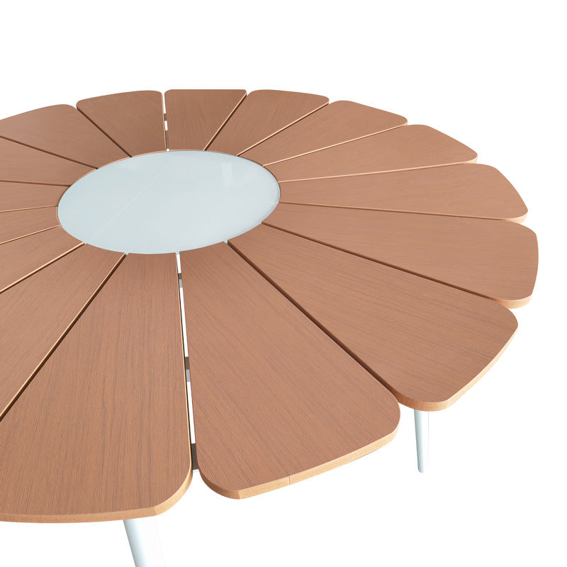 Set masa si scaune Pinap-Dashiell, 5 piese, D110x74 cm - Alb-Natural
