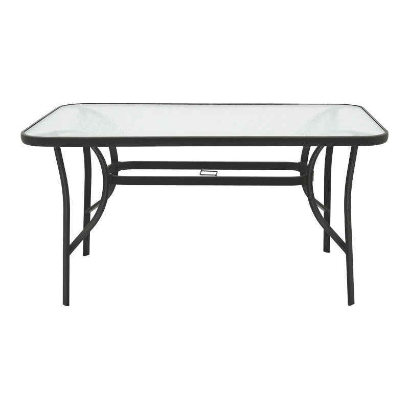 Set masă și scaune Tade-Ensure, Metal și Sticlă, Negru, 140x80x70 cm