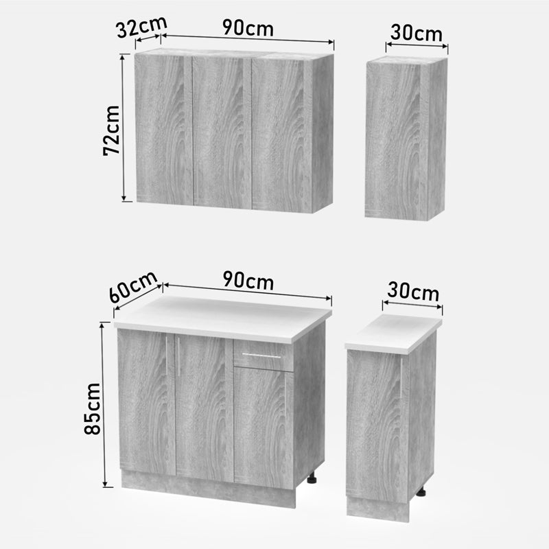 Set mobila bucatarie 4 buc Festa II, Sonoma, 120x60x85 cm