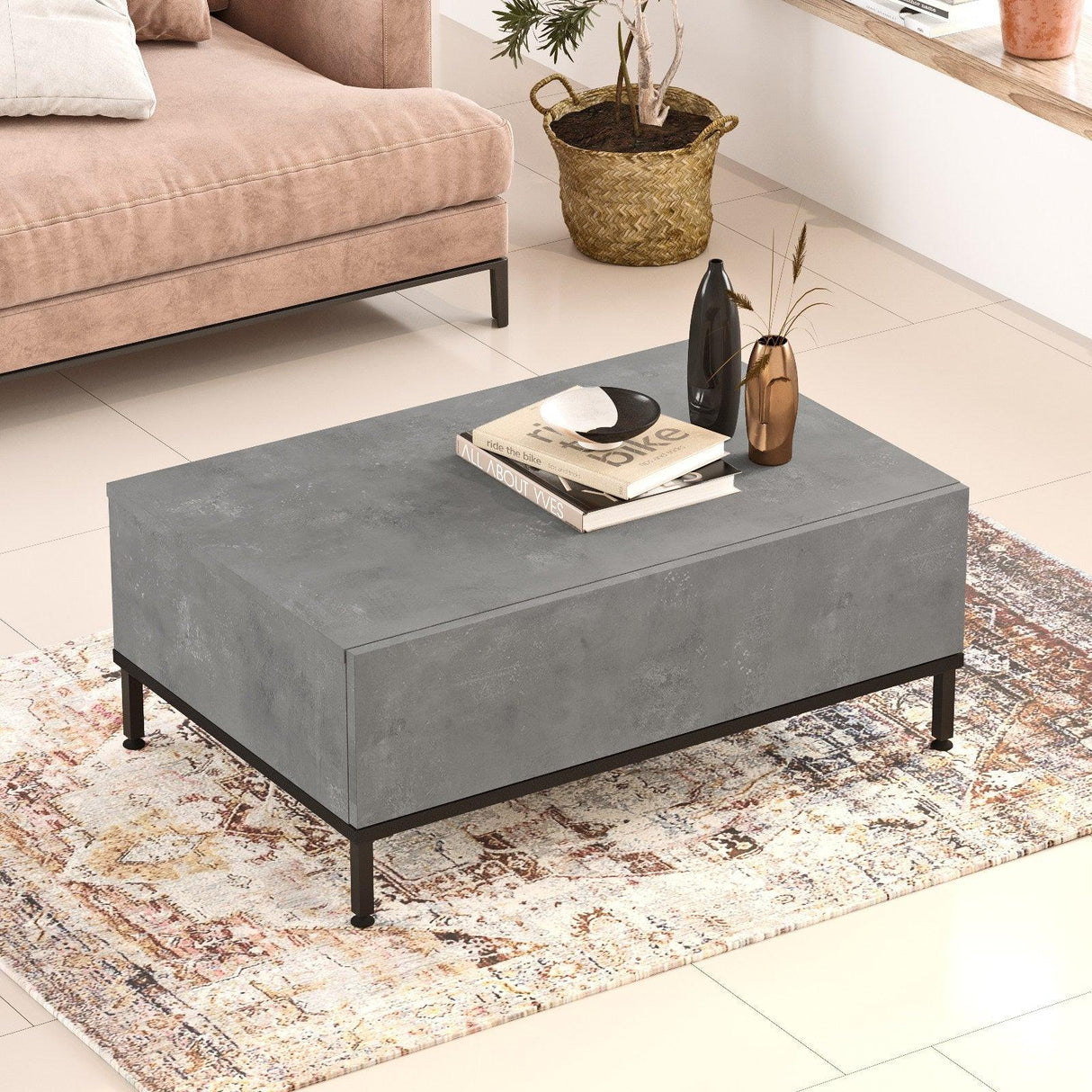 Set Mobila Sufragerie Oslo, Gri, 2 piese, Comoda Tv - Masuta de Cafea, 170.3x35.5x46.35 cm