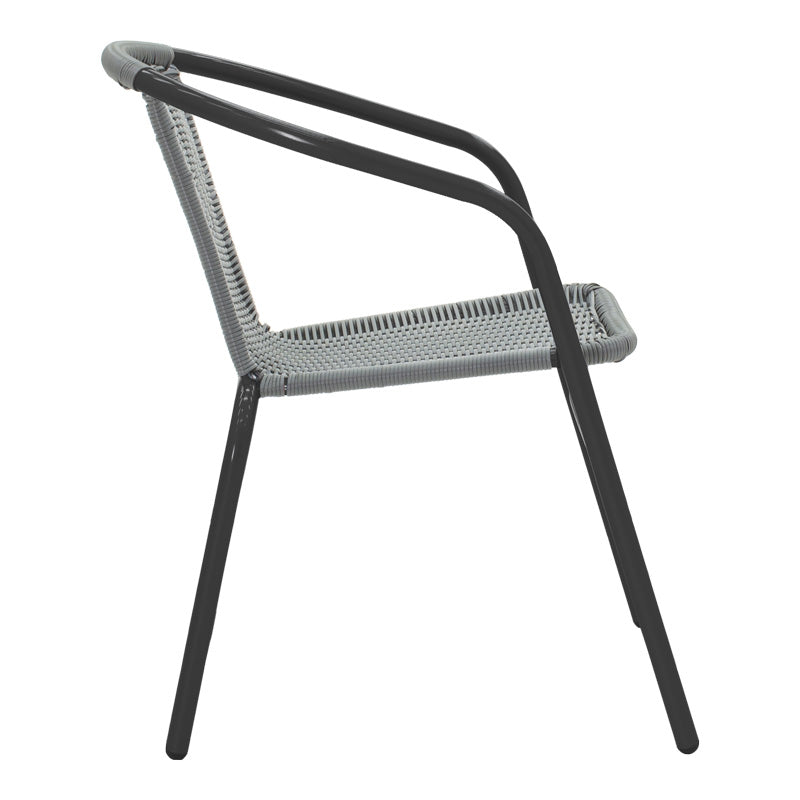 Set mobilier de sufragerie cu funcție extensibilă Valor-Obbi, Metal/Glas, Negru - Gri, 110x60x70 cm