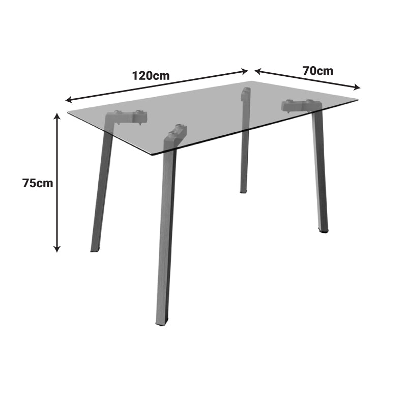 Set mobilier sufragerie cu scaune Ariadne albe și masă Titta din sticlă, Metal/Sticlă, 120x70x75 cm