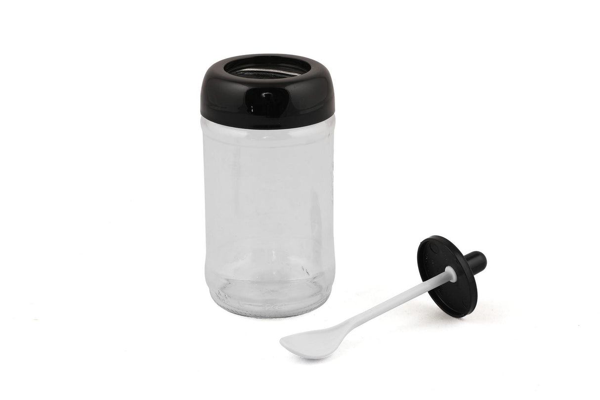 Set recipiente pentru condimente Kosova, Sticla, 300 ml, 12 bucati, Lingura, Transparent, 6.5x6.5x13 cm