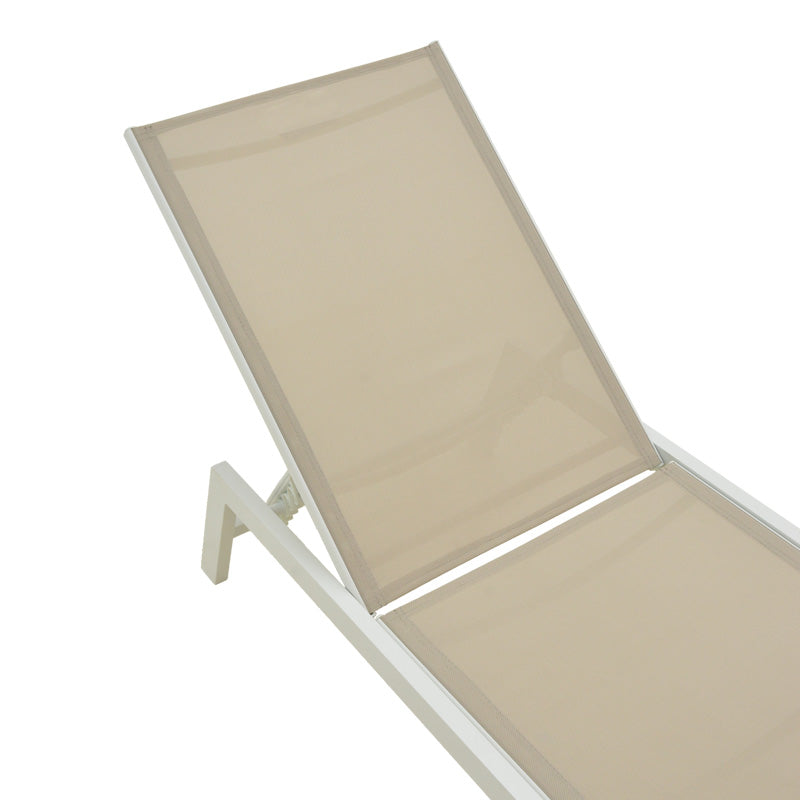 Sezlong Boka, Aluminiu si textilena, 60x192x31 cm - Alb-Bej