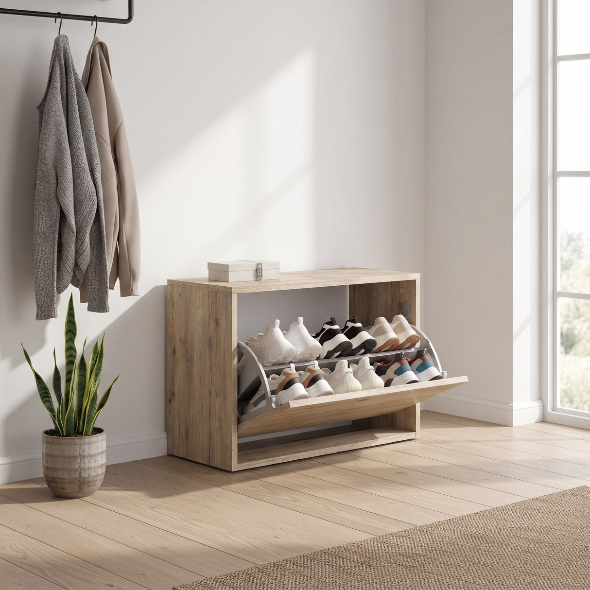 Pantofar Băncuță SHC-110-BB-1 Home Collection®, cu Șezut, 6 Perechi, 60x42x30 cm - Stejar | SKU: SHC-110-TT-1